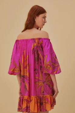 FARM Rio  Robes Courtes<Robe courte rose à épaules dénudées Beach Forest