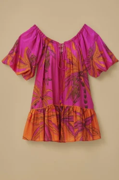 FARM Rio  Robes Courtes<Robe courte rose à épaules dénudées Beach Forest