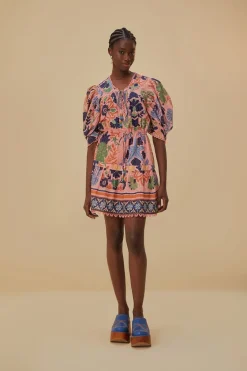 FARM Rio  Robes Courtes<Robe courte rose à tapisserie de coquillages