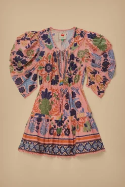 FARM Rio Robes Courtes<Robe courte rose à tapisserie de coquillages