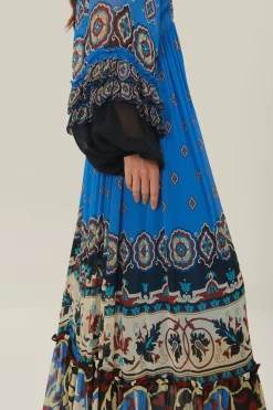 FARM Rio  Robes Longues<Robe longue à carreaux bleus Ainika