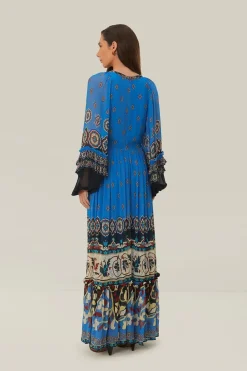 FARM Rio  Robes Longues<Robe longue à carreaux bleus Ainika