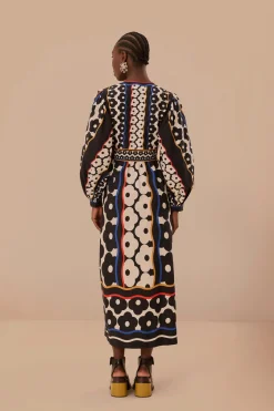 FARM Rio  Robes Longues<Robe longue à décolleté plongeant et motif marguerites de Black Farm