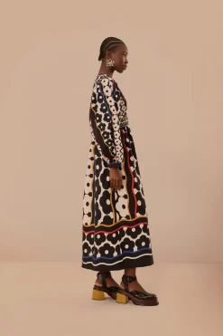FARM Rio  Robes Longues<Robe longue à décolleté plongeant et motif marguerites de Black Farm