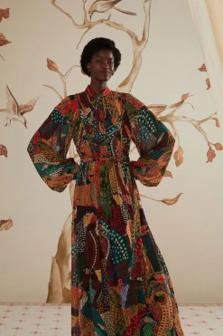 FARM Rio  Robes Longues<Robe longue à encolure en V multicolore Fauna Mix