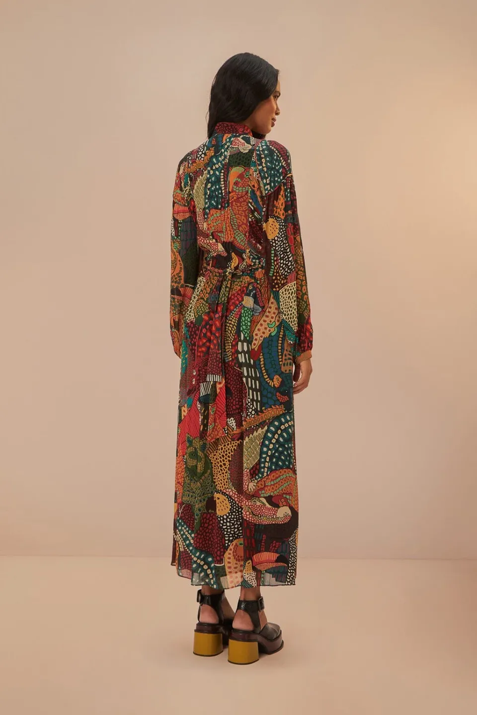 FARM Rio Robes Longues<Robe longue à encolure en V multicolore Fauna Mix
