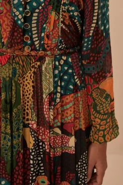 FARM Rio Robes Longues<Robe longue à encolure en V multicolore Fauna Mix