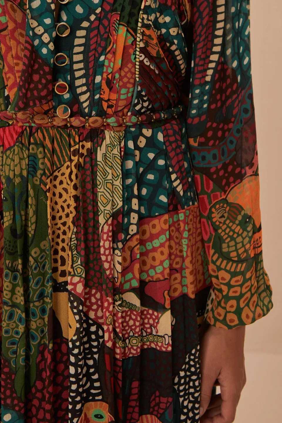 FARM Rio Robes Longues<Robe longue à encolure en V multicolore Fauna Mix