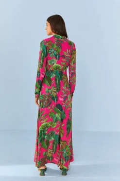 FARM Rio  Robes Longues<Robe longue à feuilles roses