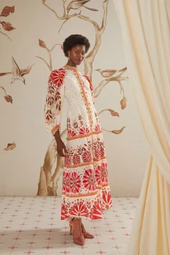 FARM Rio  Robes Longues<Robe longue à fleurs Ainika blanc cassé