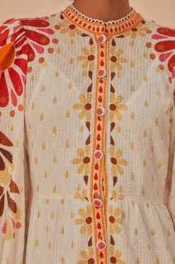 FARM Rio  Robes Longues<Robe longue à fleurs Ainika blanc cassé