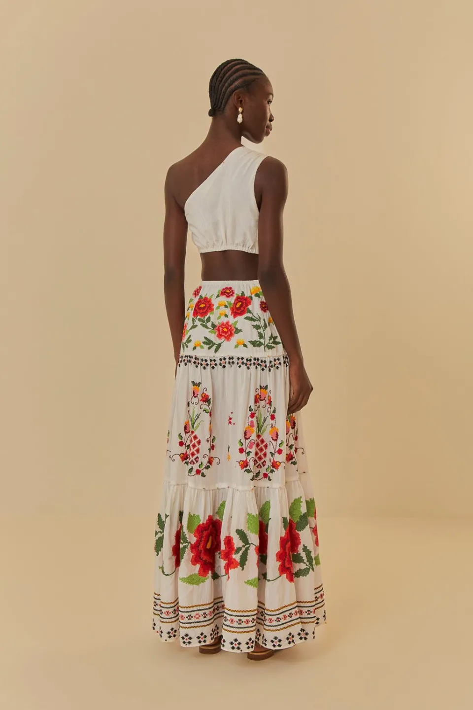 FARM Rio Robes Longues<Robe longue à fleurs Carmina brodée blanc cassé