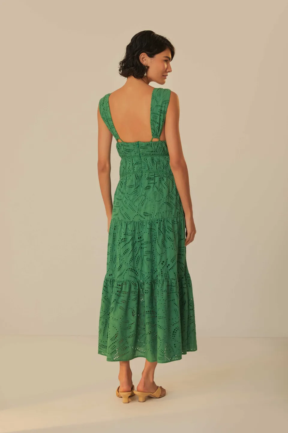 FARM Rio Robes Longues<Robe longue à œillets corset Monstera verte
