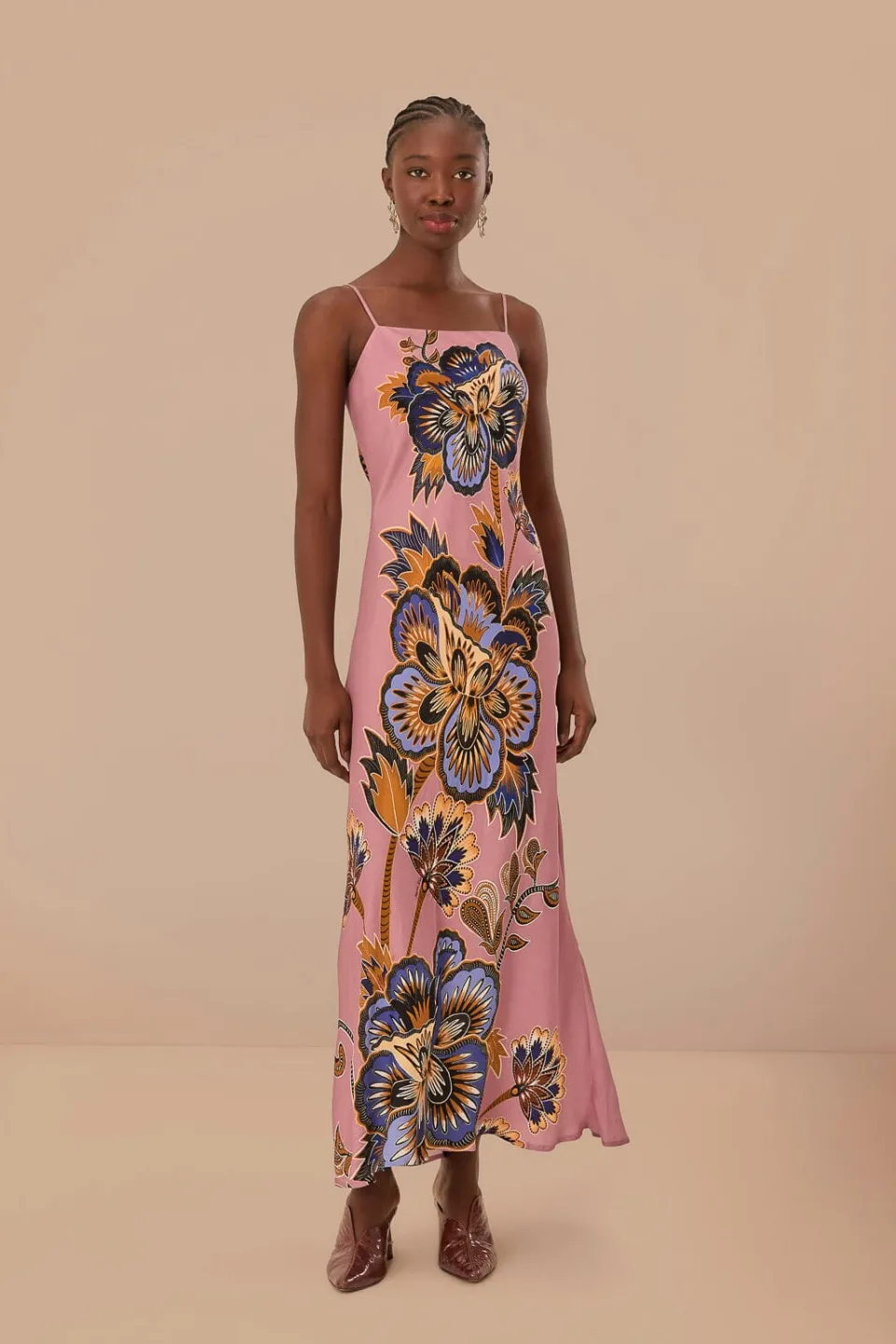 FARM Rio Robes Longues<Robe longue à imprimé fleuri rose en viscose LENZING™ ECOVERO™