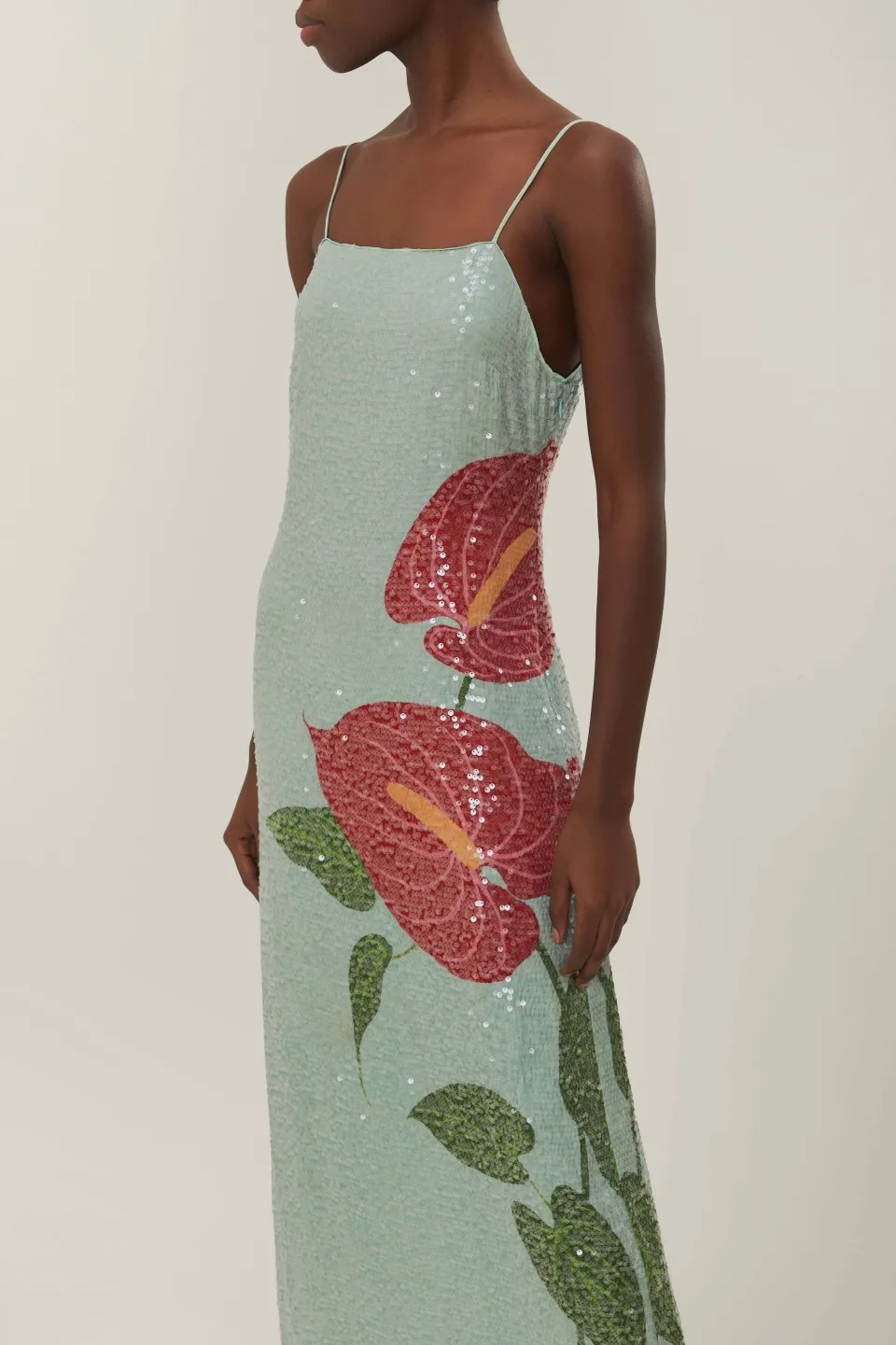 FARM Rio Robes Longues<Robe longue à imprimé fleurs d'anthurium bleu