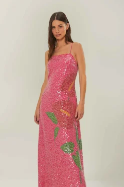 FARM Rio  Robes Longues<Robe longue à imprimé fleurs d'anthurium rose