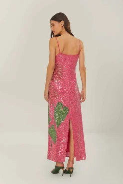 FARM Rio  Robes Longues<Robe longue à imprimé fleurs d'anthurium rose