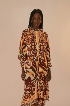 FARM Rio  Robes Longues<Robe longue à imprimé toucans crème