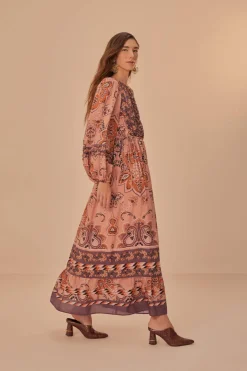 FARM Rio  Robes Longues<Robe longue à manches longues Glam Tapestry bordeaux