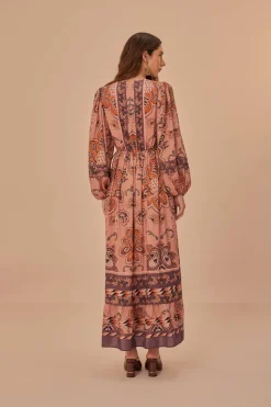 FARM Rio Robes Longues<Robe longue à manches longues Glam Tapestry bordeaux