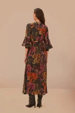 FARM Rio  Robes Longues<Robe longue à motifs d'éléphants verts