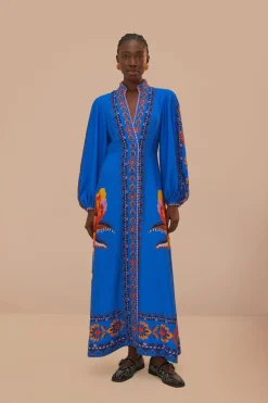 FARM Rio  Robes Longues<Robe longue à tapisserie florale bleu marine Lucy