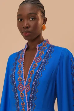 FARM Rio  Robes Longues<Robe longue à tapisserie florale bleu marine Lucy