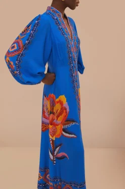 FARM Rio  Robes Longues<Robe longue à tapisserie florale bleu marine Lucy
