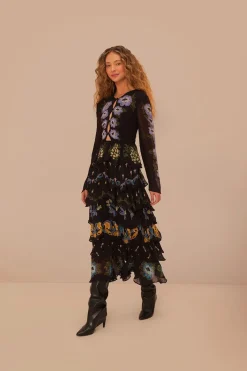 FARM Rio  Robes Longues<Robe longue à volants noire Winter Garden