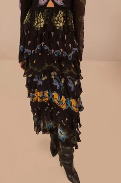 FARM Rio  Robes Longues<Robe longue à volants noire Winter Garden