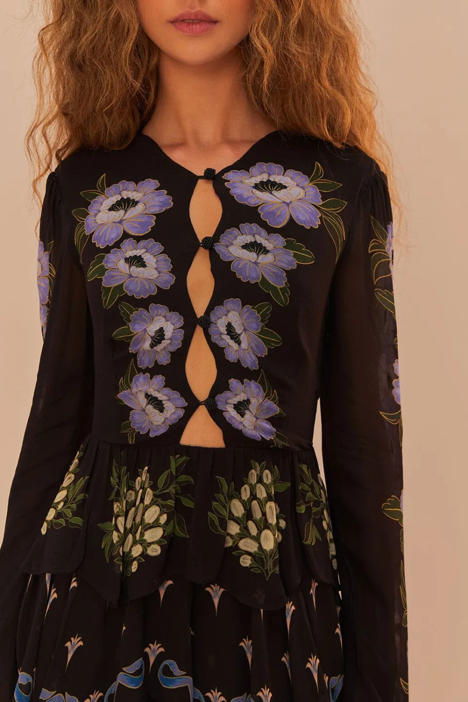 FARM Rio Robes Longues<Robe longue à volants noire Winter Garden