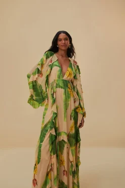 FARM Rio  Robes Longues<Robe longue beige bananes fraîches