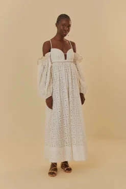 FARM Rio  Robes Longues<Robe longue blanc cassé à fleurs 3D
