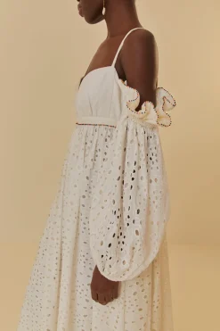 FARM Rio  Robes Longues<Robe longue blanc cassé à fleurs 3D