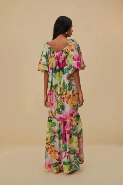 FARM Rio  Robes Longues<Robe longue blanc cassé à fleurs peintes