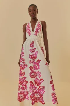 FARM Rio  Robes Longues<Robe longue blanc cassé à oiseaux fleuris