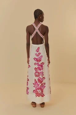 FARM Rio  Robes Longues<Robe longue blanc cassé à oiseaux fleuris