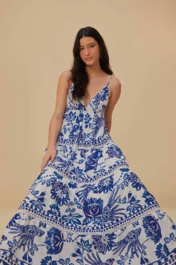 FARM Rio  Robes Longues<Robe longue blanc cassé à oiseaux fleuris