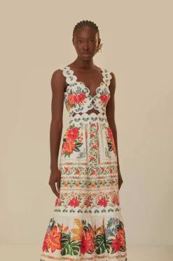 FARM Rio  Robes Longues<Robe longue blanc cassé Bloom Garden