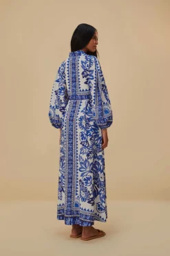 FARM Rio Robes Longues<Robe longue blanc cassé Flora Tapestry Lenzing™ Ecovero™ Euroflax™