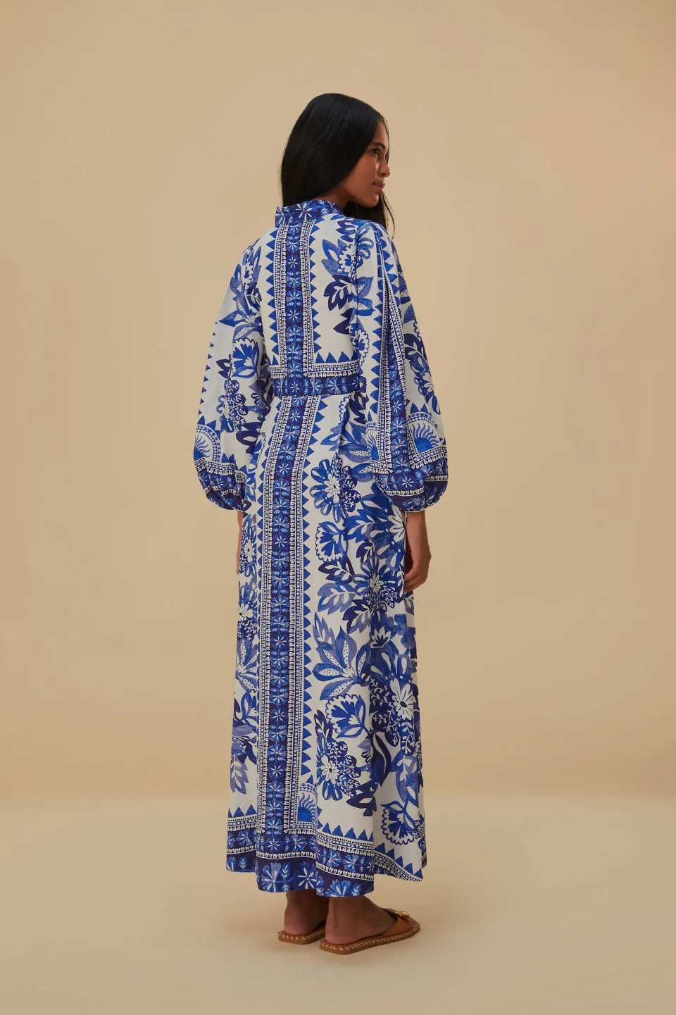 FARM Rio Robes Longues<Robe longue blanc cassé Flora Tapestry Lenzing™ Ecovero™ Euroflax™