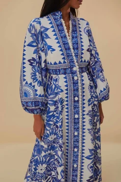 FARM Rio Robes Longues<Robe longue blanc cassé Flora Tapestry Lenzing™ Ecovero™ Euroflax™