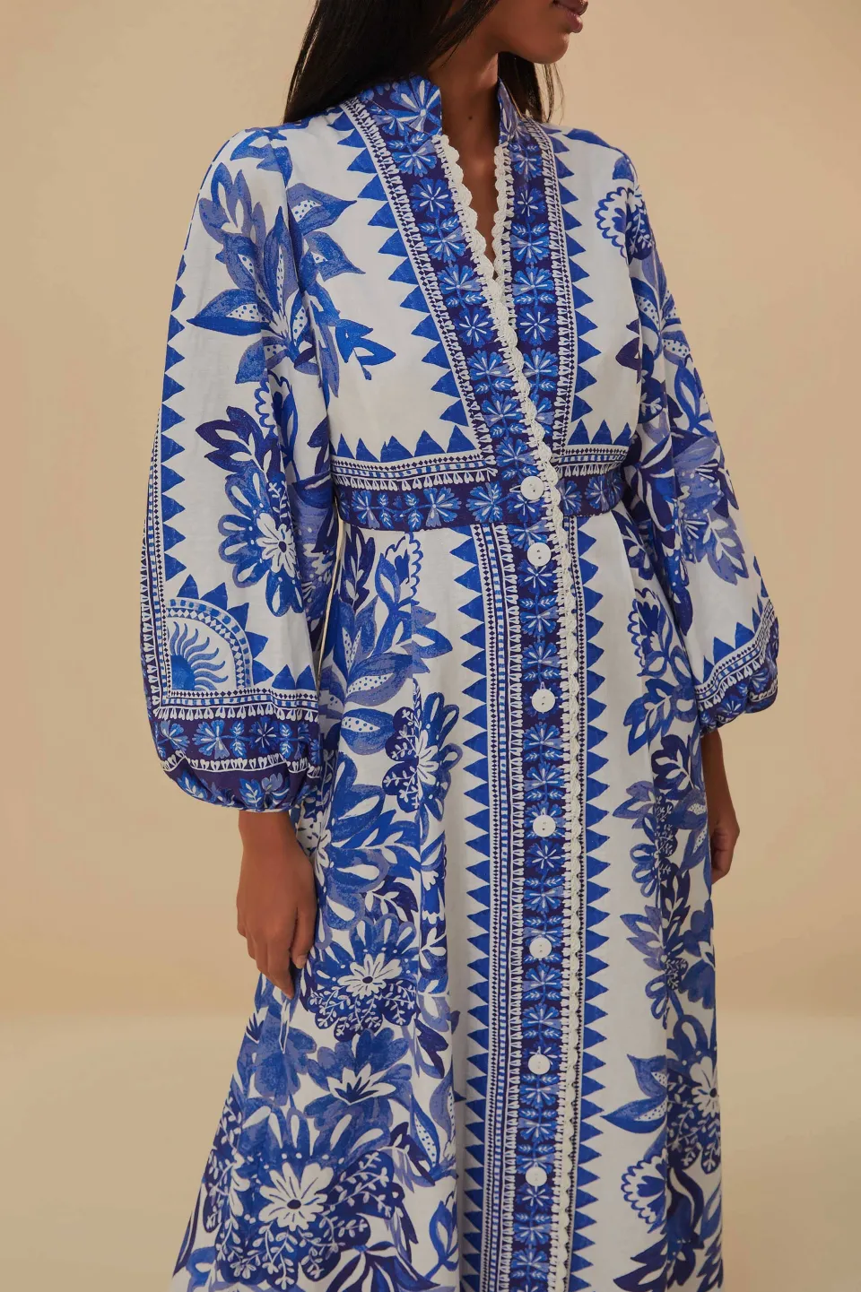 FARM Rio Robes Longues<Robe longue blanc cassé Flora Tapestry Lenzing™ Ecovero™ Euroflax™