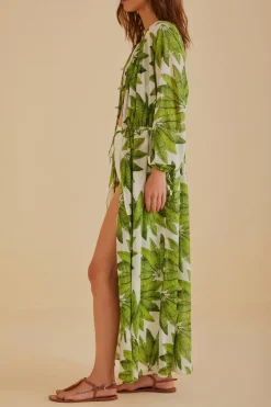 FARM Rio  Robes Longues<Robe longue blanc cassé Palm Fan