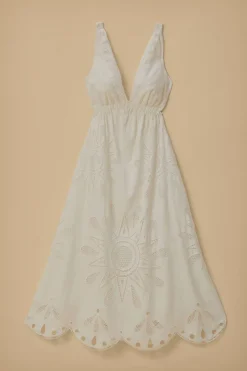 FARM Rio Robes Longues<Robe longue blanc cassé Richelieu Lenzing™ Ecovero™ Euroflax™