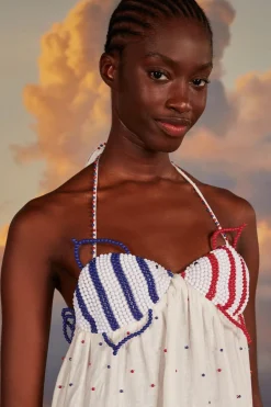FARM Rio  Robes Longues<Robe longue blanche sans manches à poissons perlés