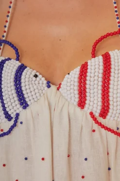 FARM Rio  Robes Longues<Robe longue blanche sans manches à poissons perlés