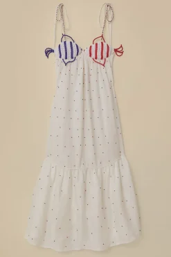 FARM Rio  Robes Longues<Robe longue blanche sans manches à poissons perlés