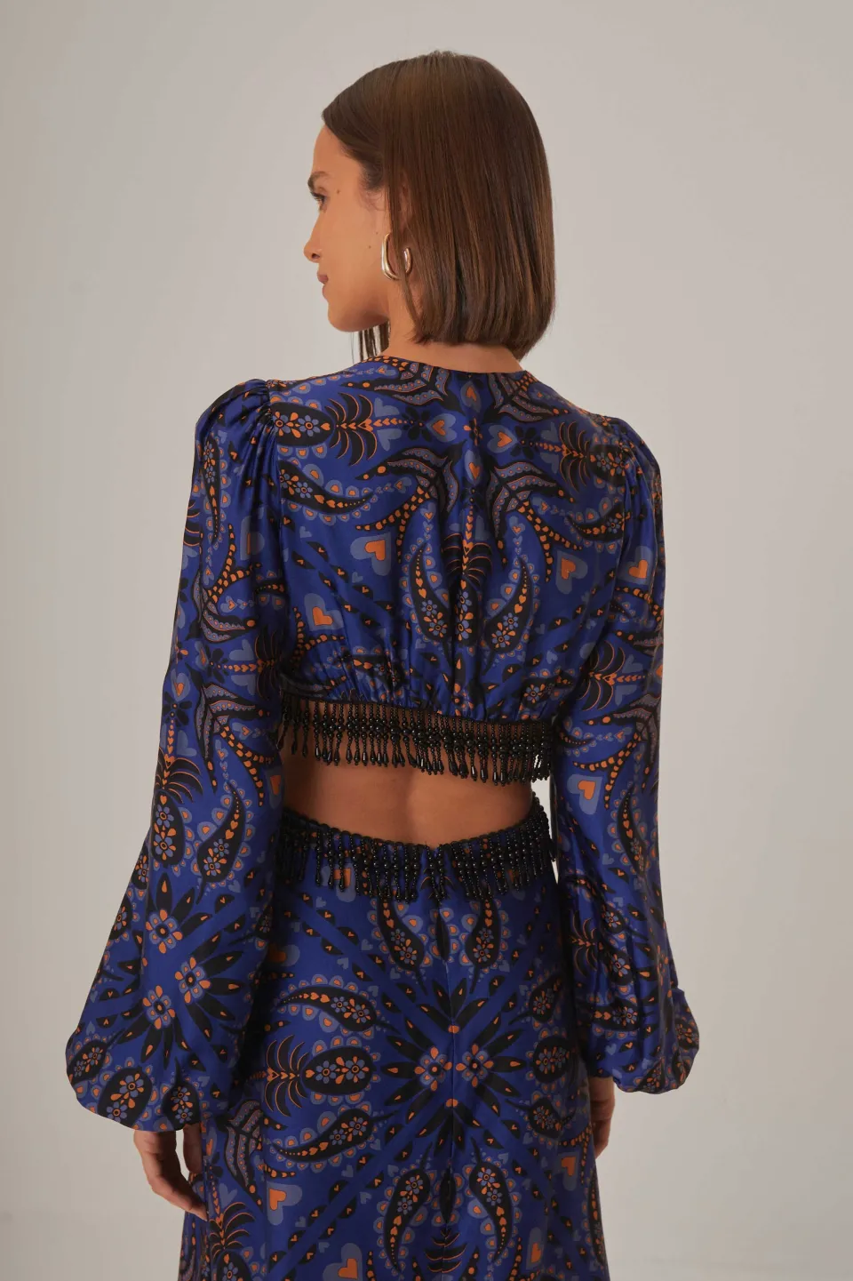 FARM Rio Robes Longues<Robe longue bleue à franges découpées et foulard Martina