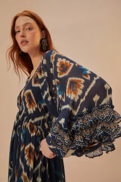 FARM Rio  Robes Longues<Robe longue bleue à imprimé ikat et ananas